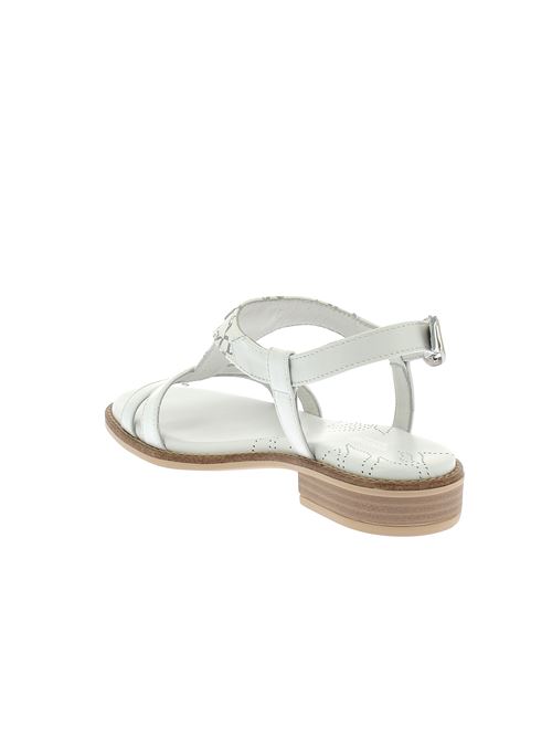 sandalo da donna in pelle bianca con logo a contrasto e cinturino regolabile NERO GIARDINI | E410464D707